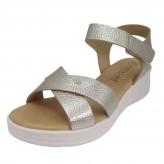 Sandalias PITILLOS con cuña media, pulsera y piel metalizada Oro